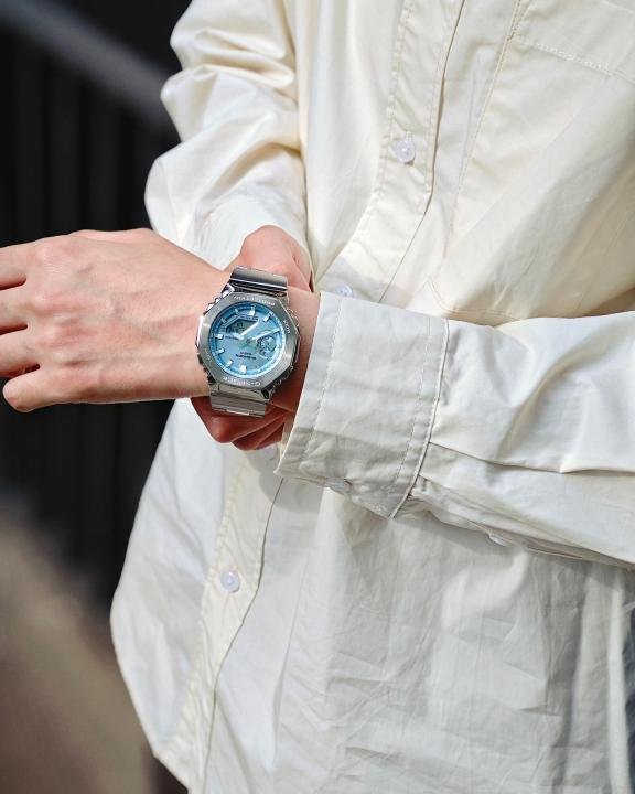 Casio G-Shock Analog-Digital Ice Blue Dial Stainless Steel Watch - Image 3