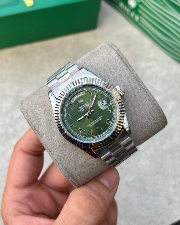 Rolex Oyster Perpetual Day-Date Green Dial Arabic Numeral Watch - Image 3