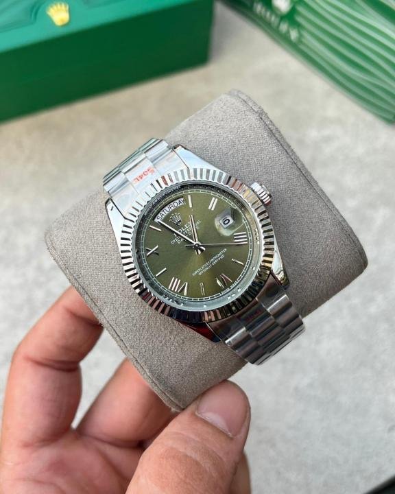Rolex Oyster Perpetual Day-Date Olive Green Dial Watch - Image 3