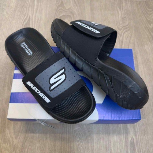 Skechers Go Recover Adjust Premium Black Grey Slides