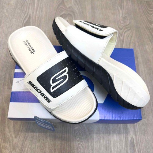 Skechers Go Recover Adjust Premium Beige Black Slides
