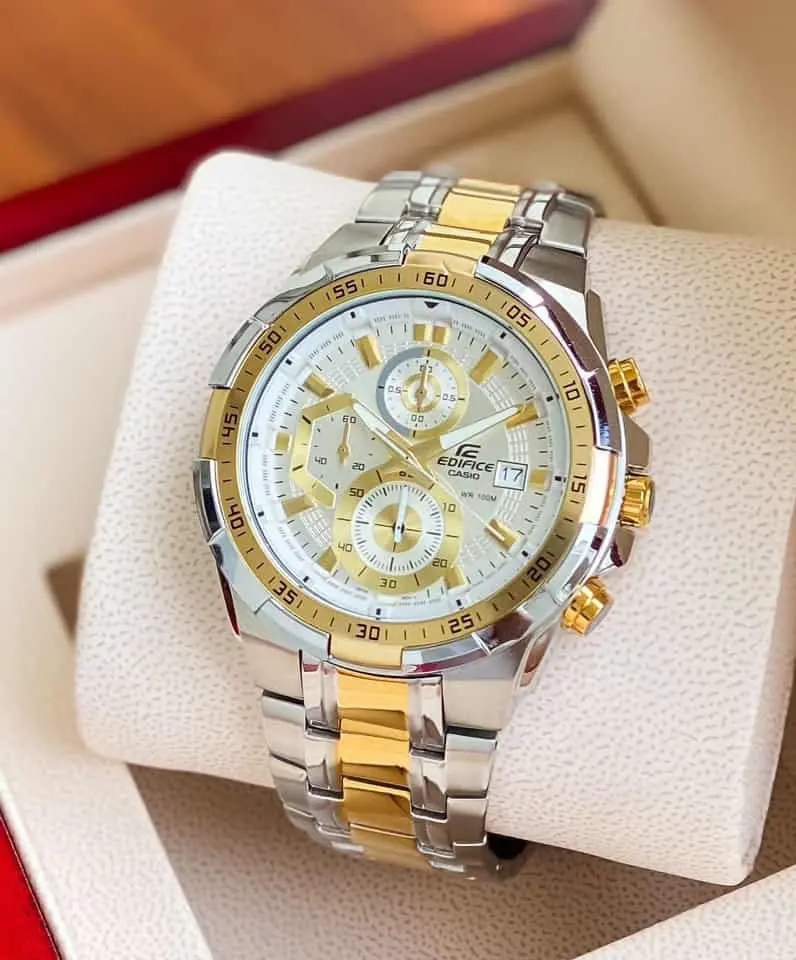 Edifice Silver Gold White Metal Watch - Image 5