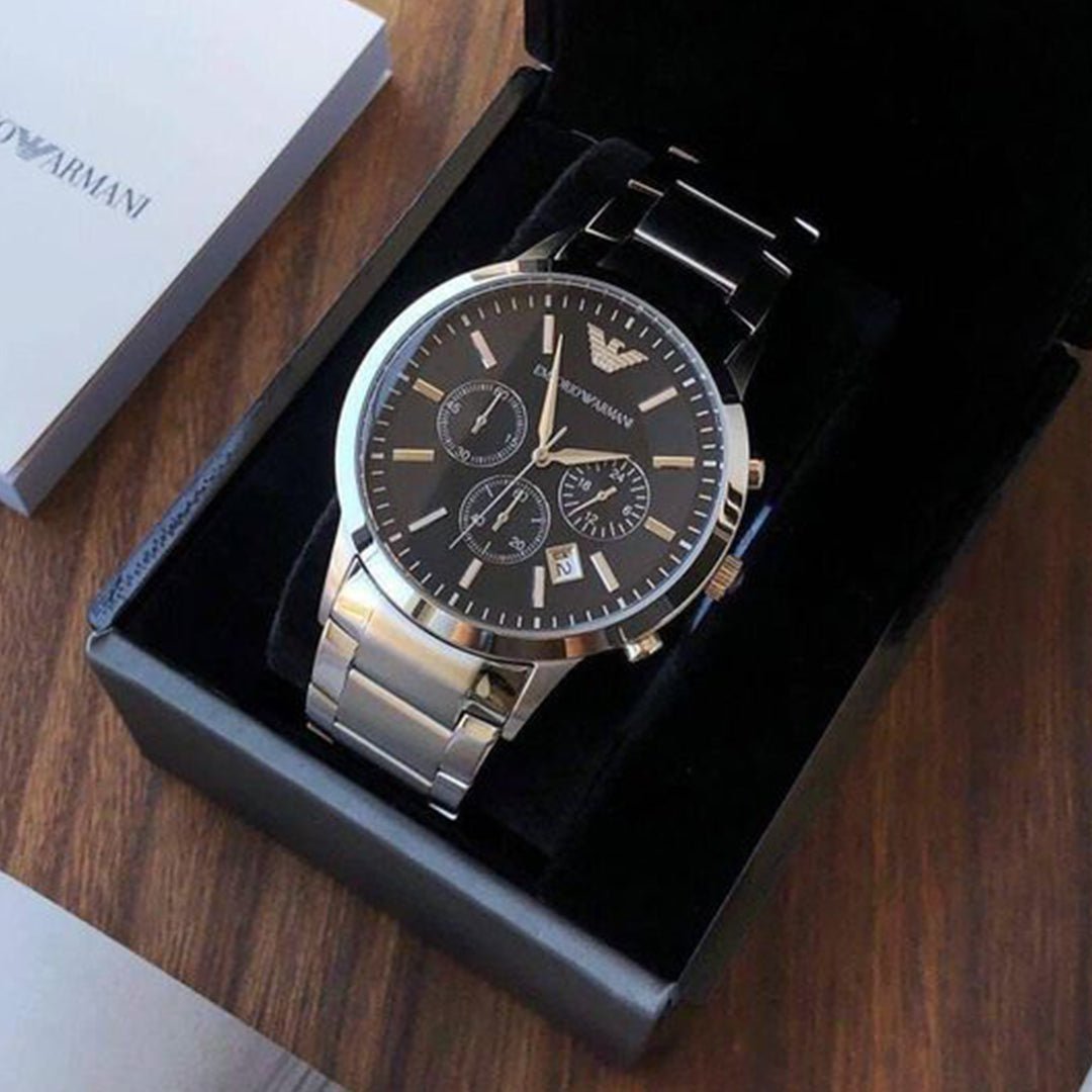 Armani Ar2453 Silver Black Dial Metal - Image 3