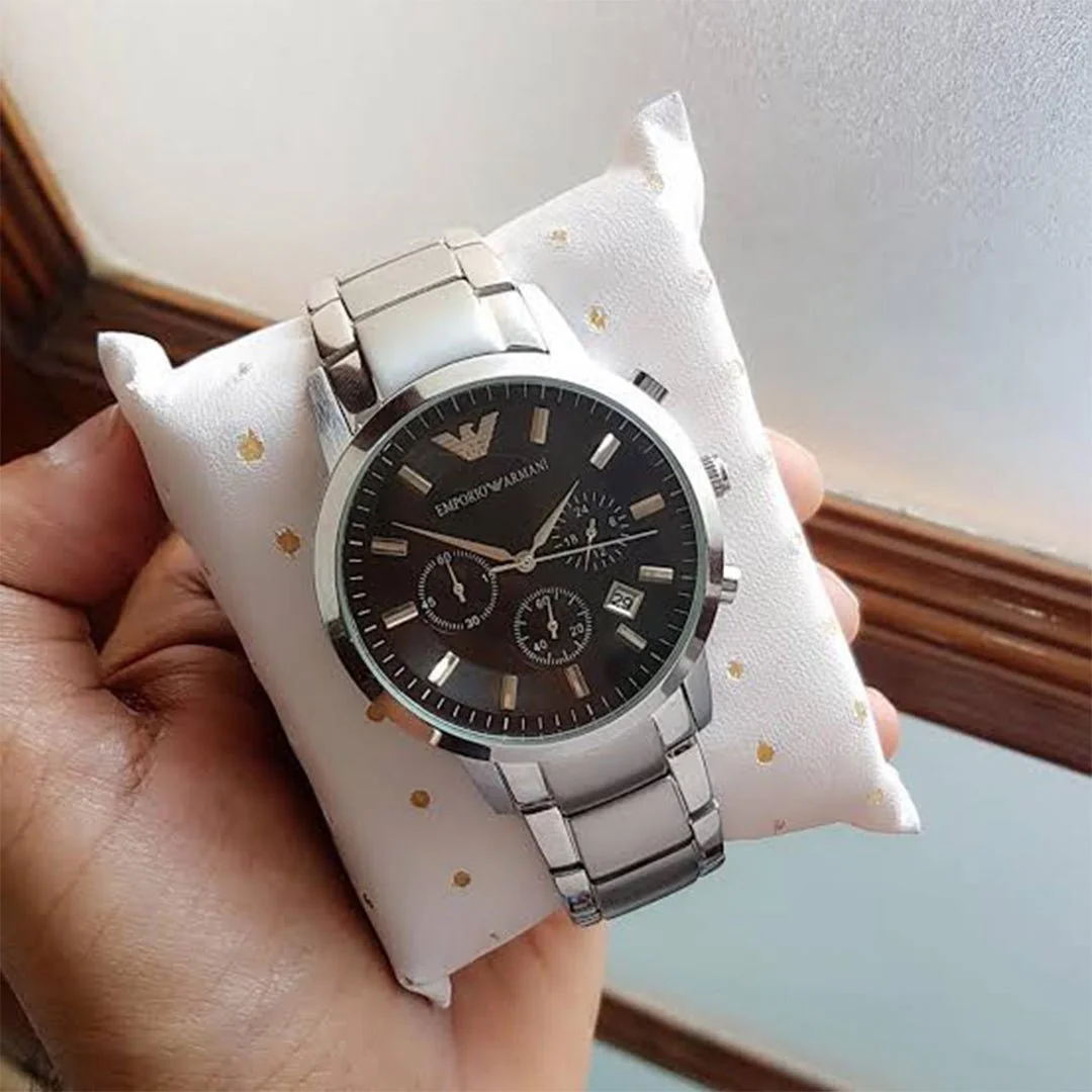 Armani Ar2453 Silver Black Dial Metal - Image 5