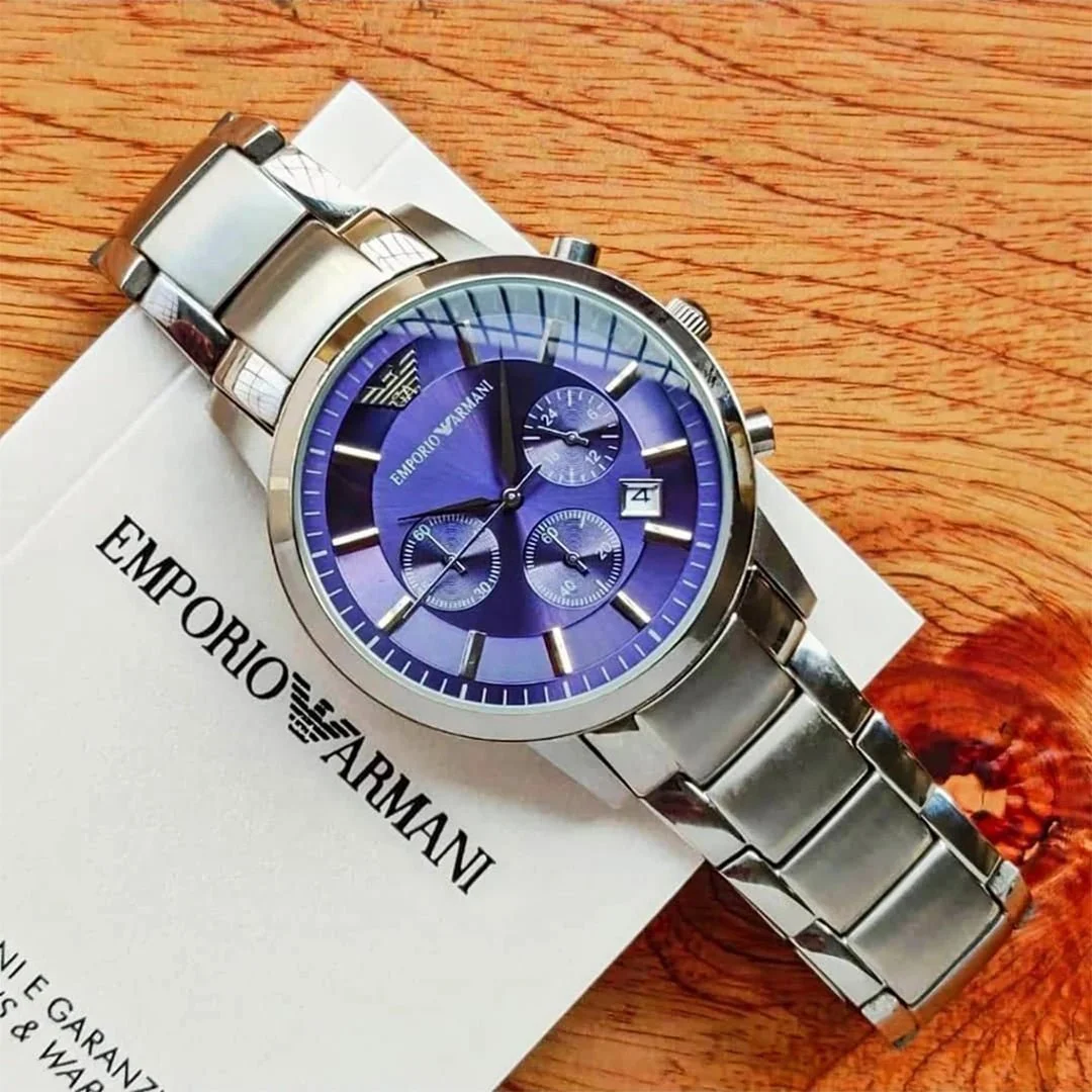 Armani Ar2453 Silver Blue Dial Metal - Image 4