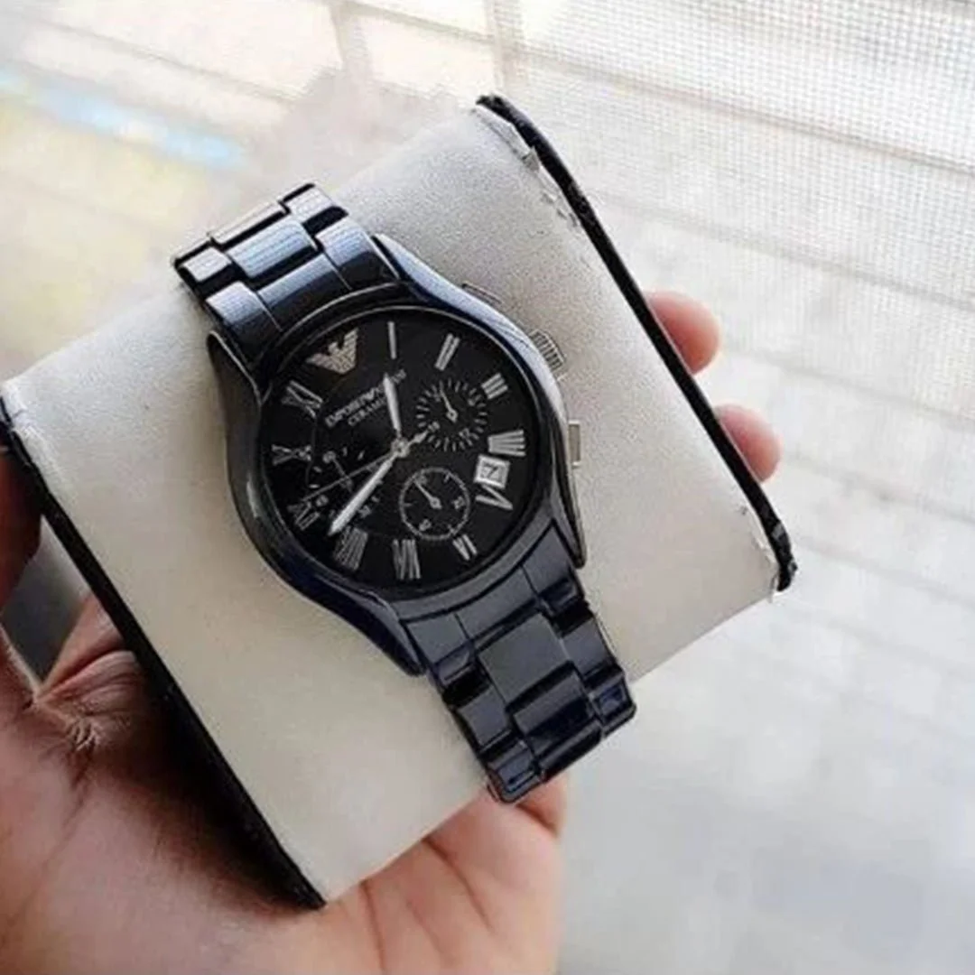 Armani Ceramica Black Silver Metal Watch - Image 4