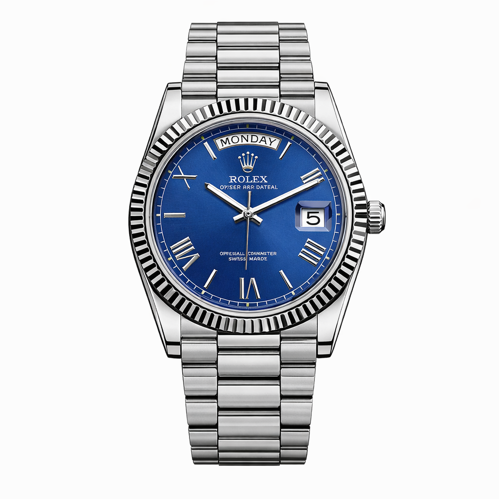 Rolex Oyster Perpetual Day-Date Blue Dial Roman Numeral Watch