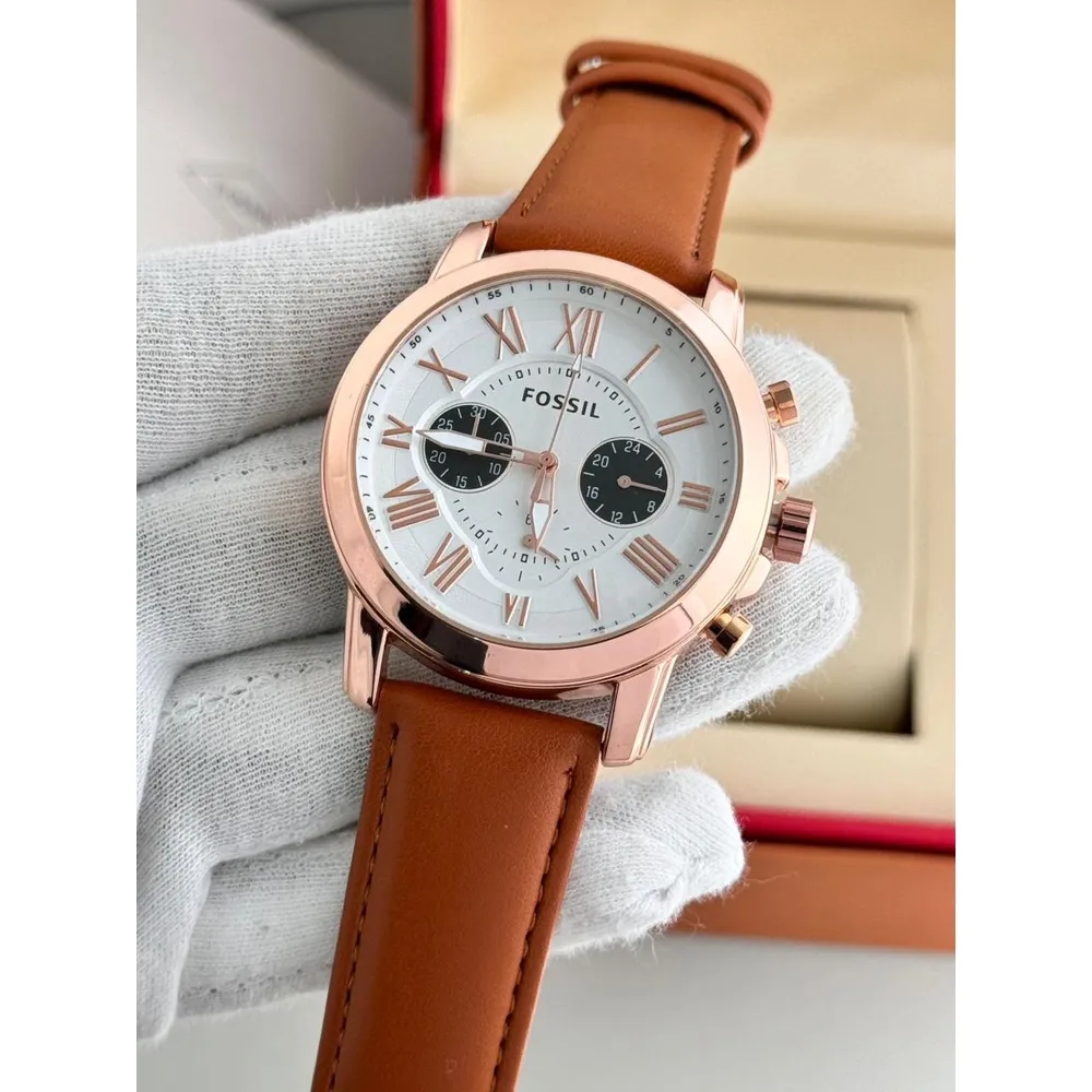 Fossil Grant Leather Belt Black Copper Watch Copy - Image 3