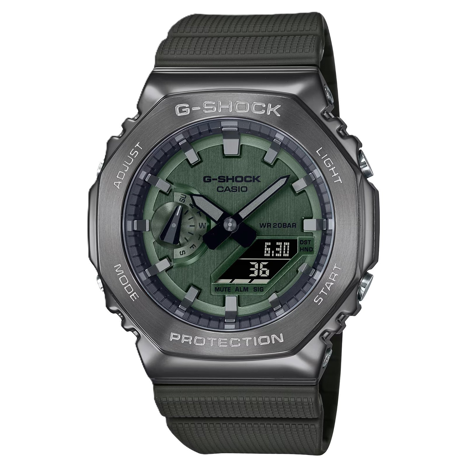 G-shock Gm 2100 Stainless Steel Green Strap Watch