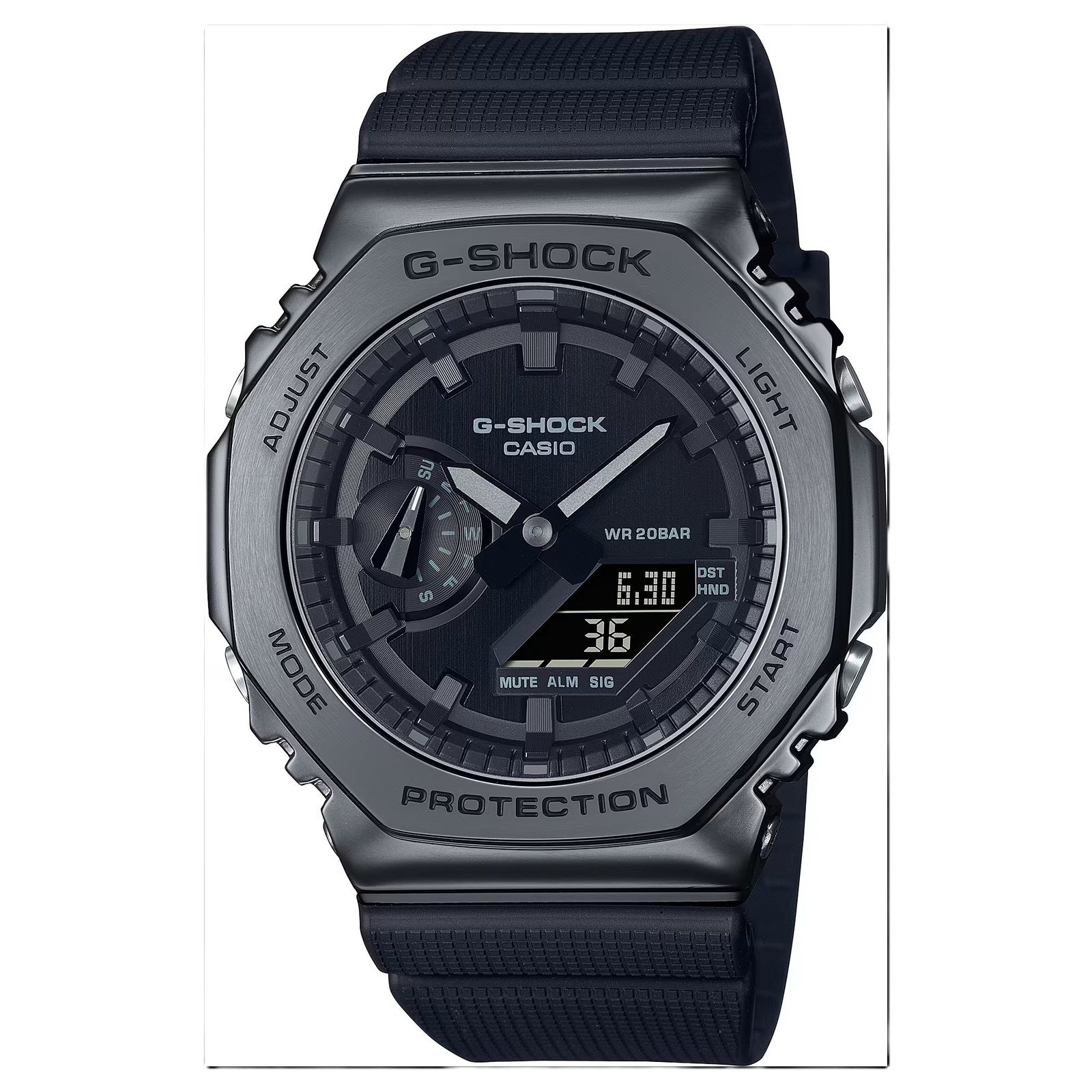 G-shock Gm 2100 Stainless Steel Black Dial Black Strap Watch