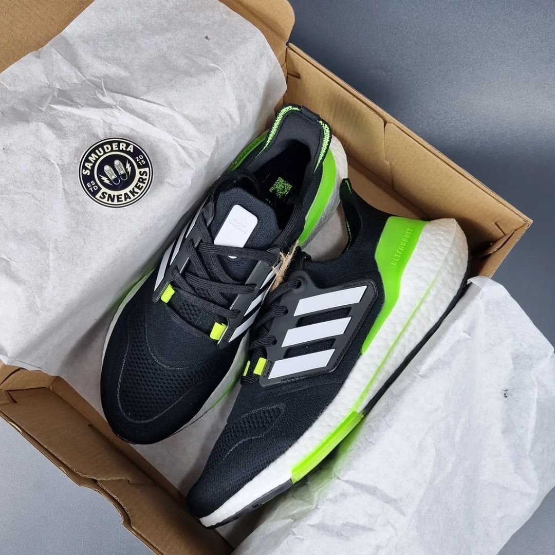 Branded Ultra Boost 22 Running Shoes Black Neon For Men's" - Image 4