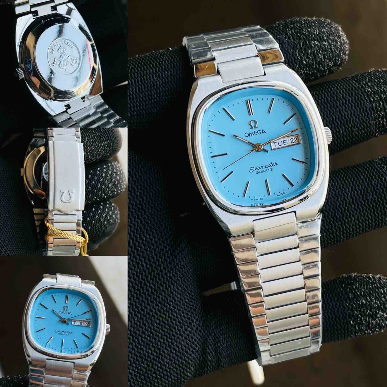 Omega Speedmaster Slim Silver Blue Metal Watch - Image 5