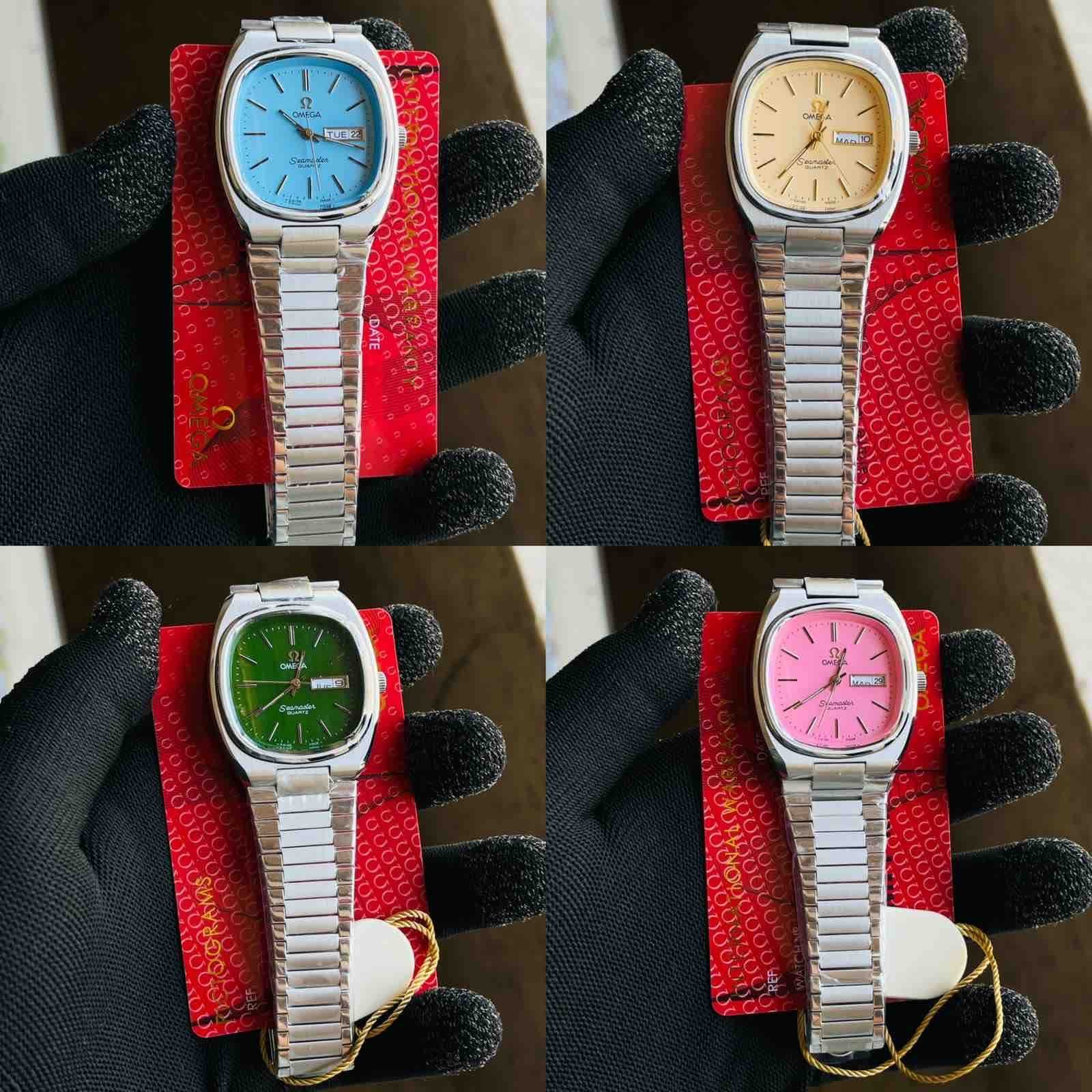 Omega Speedmaster Slim Silver Green Metal Watch - Image 4