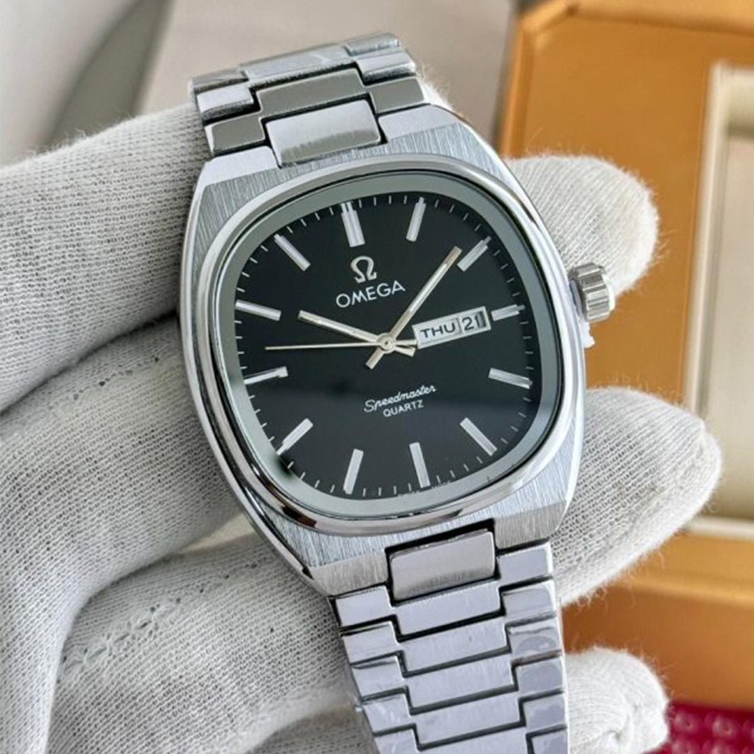 Omega Speedmaster Slim Silver Black Metal Watch - Image 3