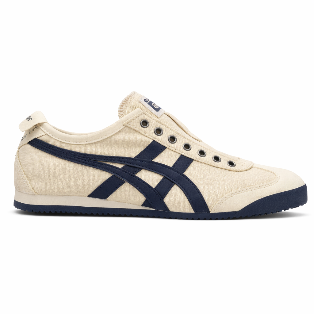 Onitsuka Tiger Mexico 66 Slip On Beige Navy 179 TOP BATCH UA