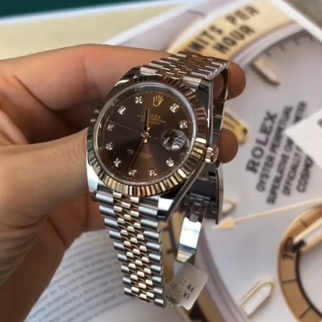 Rolex Datejust Rosegold Gold Diamond Metal Watch - Image 4