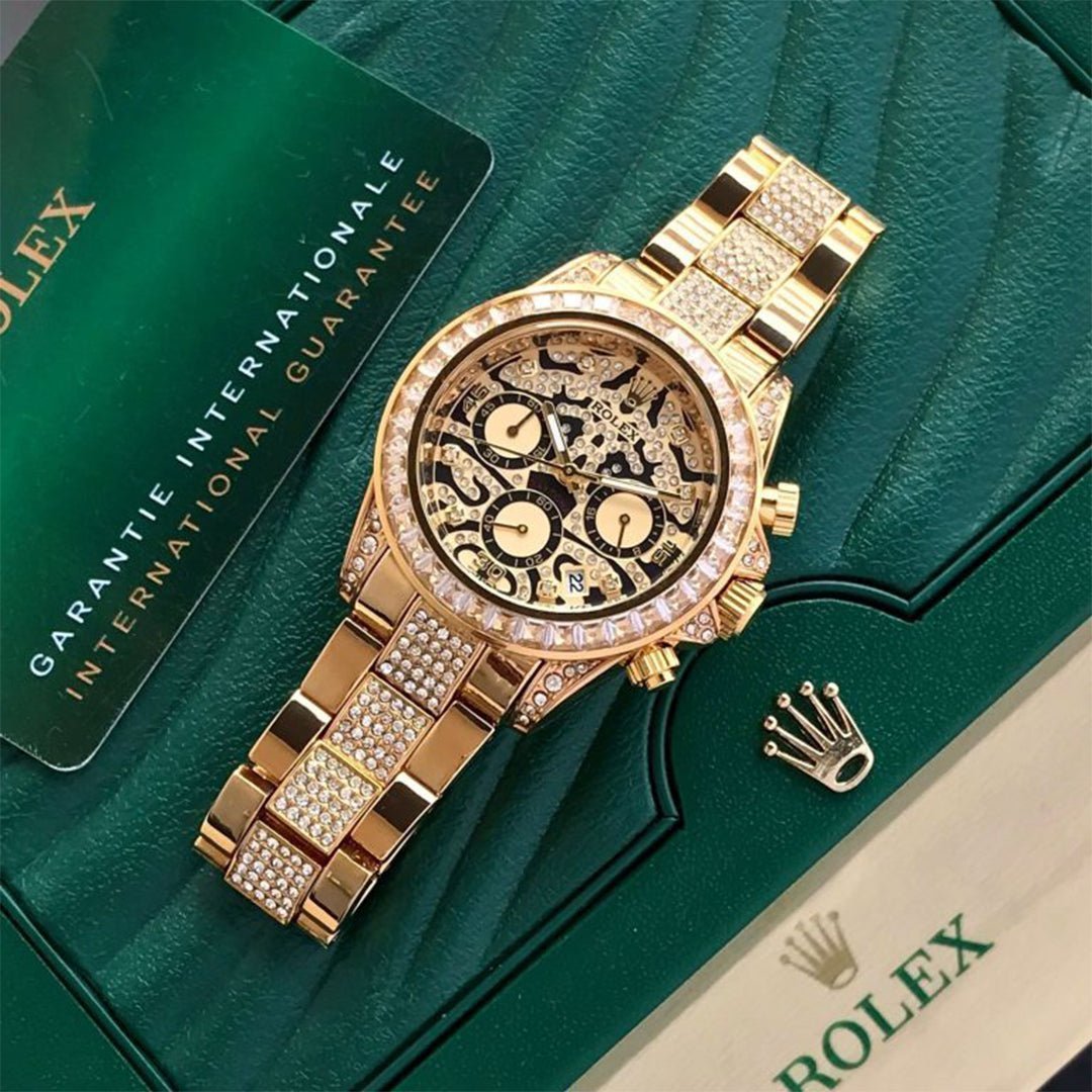 Rolex Daytona Ramzan Special Gold Diamond Metal Watch - Image 5
