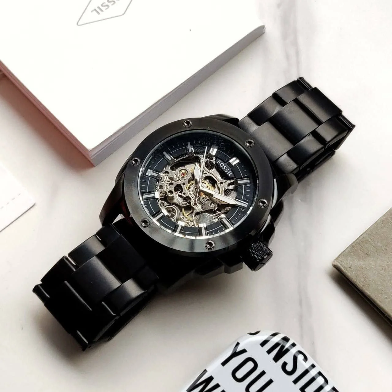 Fossil New Black Metal Automatic Watch - Image 3
