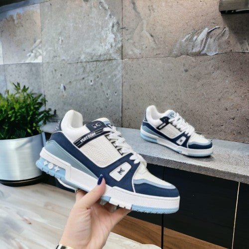 Branded LV Street Style Trainer Sneakers Blue White With Bill For Mens