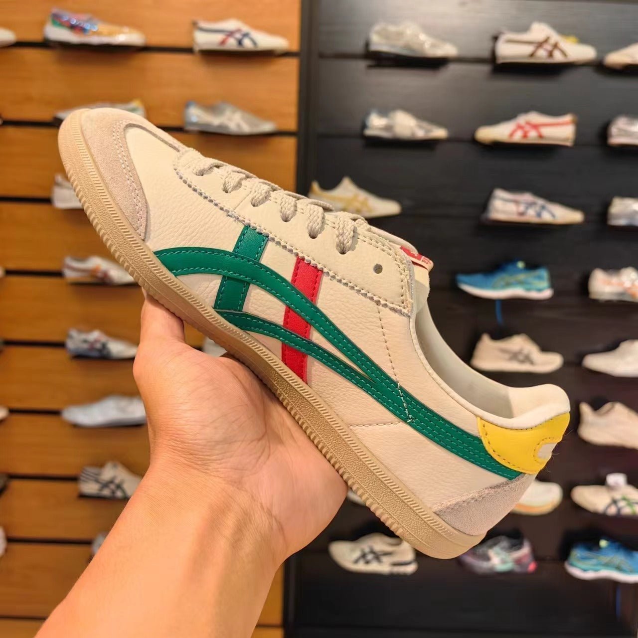 Branded Tiger Sneakers Tokuten Beige Green Red - Image 4