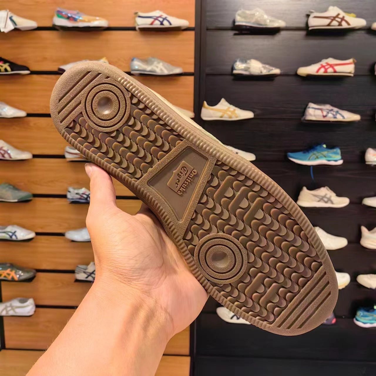 Branded Tiger Sneakers Tokuten Beige Green Gold - Image 5