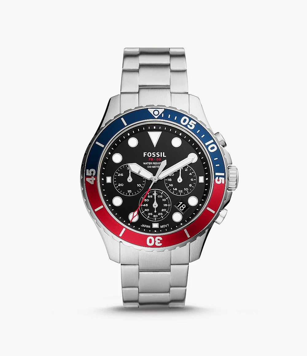 Fossil Fb 03 Silver Red Metal Watch - Image 5