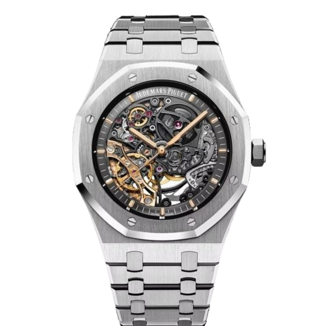 Audemars Piguet Royal Oak Double Balance Wheel Open worked Stainless steel Skeleton Dial Automatic Mens Watch