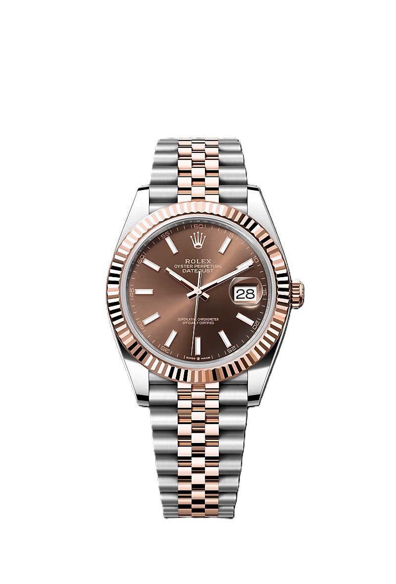 Rolex Date just 41 Two-Toned Rose Gold Stainless Steel Brown Dial