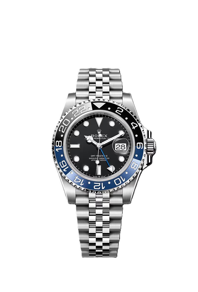 GMT-Master II blue and black Cerachrom bezel black dial Jubilee bracelet.
