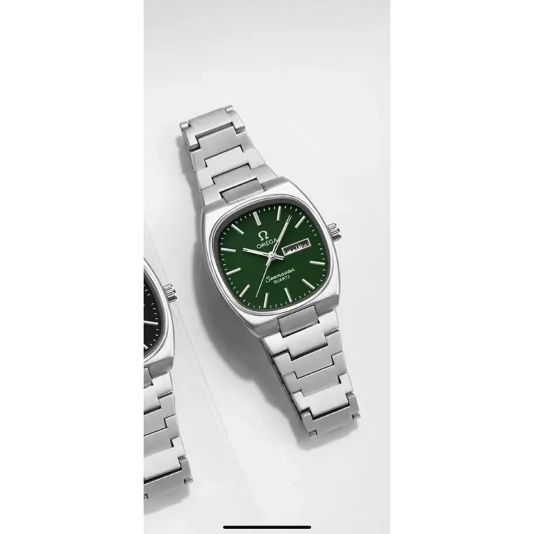 Omega Speedmaster Slim Silver Green Metal Watch - Image 5