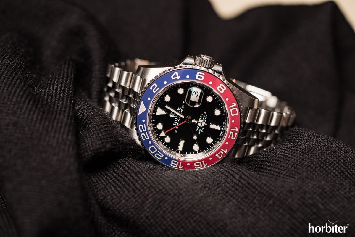 GMT-Master II red and blue Cerachrom bezel black dial and a Jubilee bracelet. - Image 6