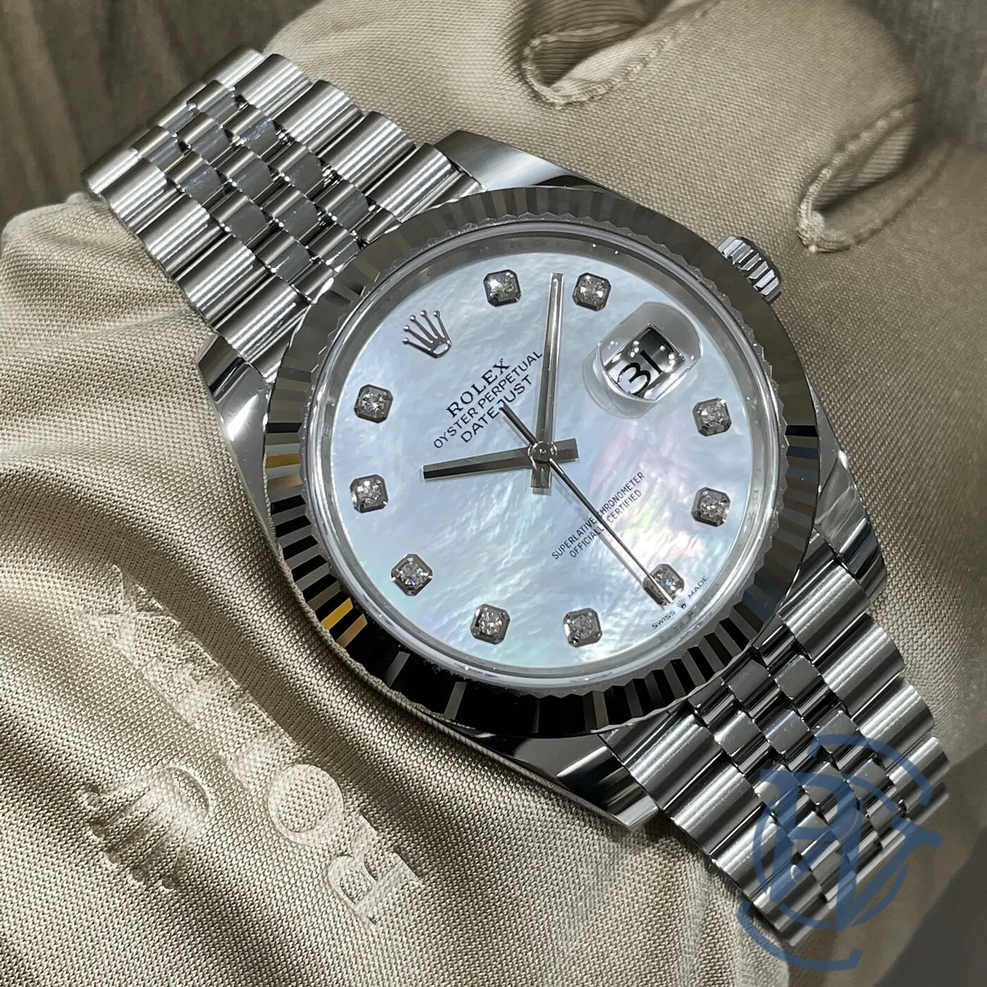Rolex Date just 41 bright white , diamond-set - Image 4