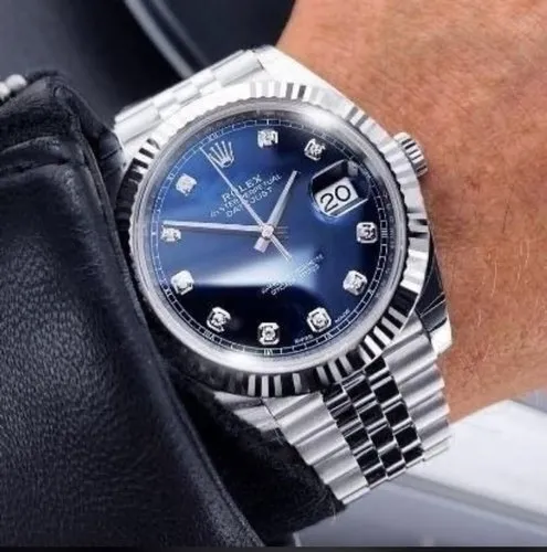 Rolex Date just 41 bright blue, diamond-set - Image 5